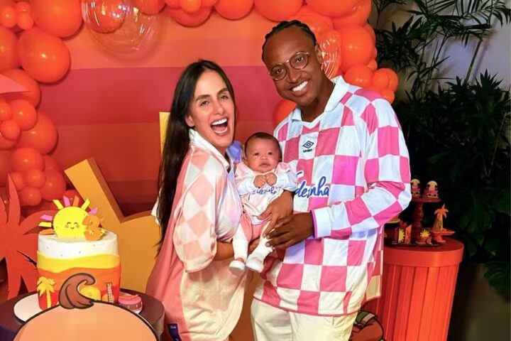 Thiaguinho e Carol Peixinho celebram mesversário de Bento com tema Tardezinha; veja fotos