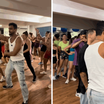 Lincoln Senna e Guga Meyra invadem aula de fitdance e surpreendem alunos em Salvador; veja vídeo