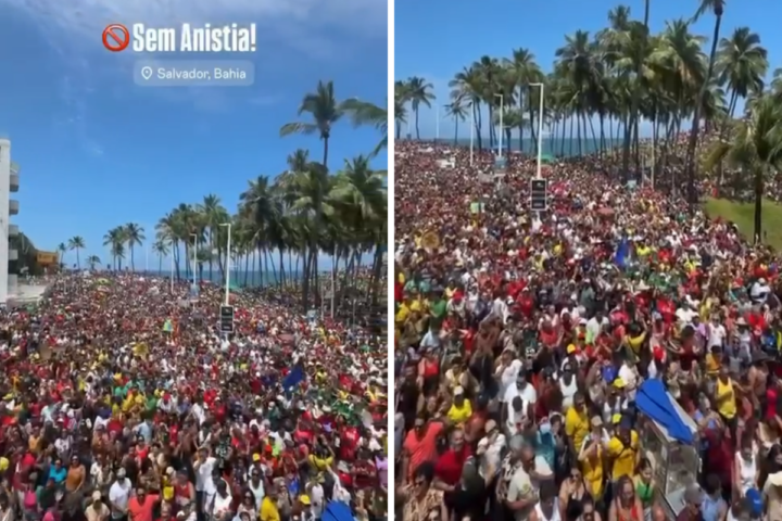 Salvador reúne multidão em ato contra PL da Dosimetria neste domingo (14)