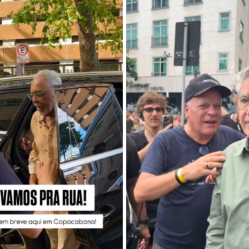 Caetano Veloso e Gilberto Gil participam de protesto contra PL da Dosimetria no Rio