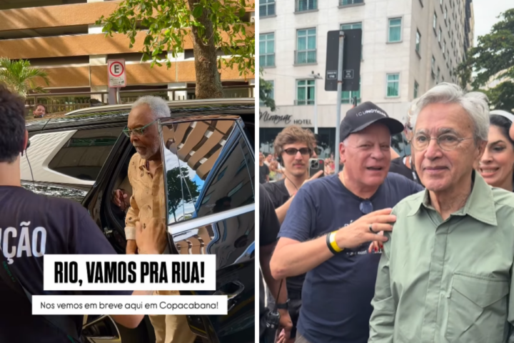 Caetano Veloso e Gilberto Gil participam de protesto contra PL da Dosimetria no Rio