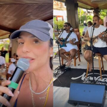 Ivete Sangalo faz roda de samba em sua casa em Praia do Forte