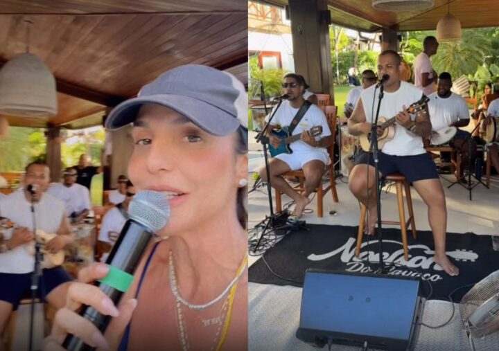 Ivete Sangalo faz roda de samba em sua casa em Praia do Forte