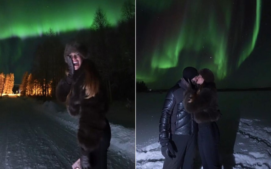 Mari Gonzalez se emociona ao ver a Aurora Boreal na Finlândia; veja vídeo