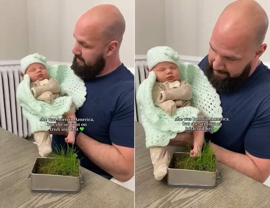 Casal dos EUA viraliza ao trazer terra da Irlanda para bebê dar os primeiros passos em solo dos ancestrais
