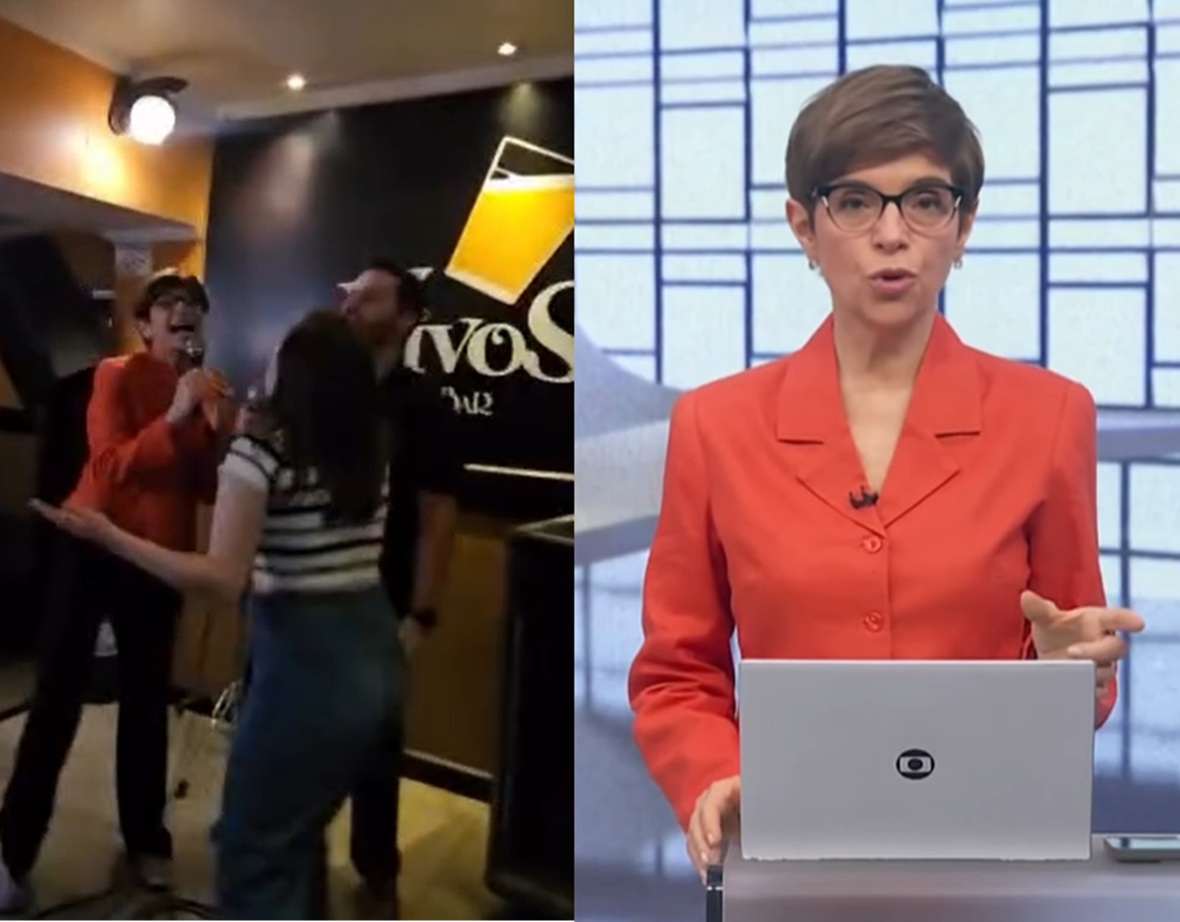 Renata Lo Prete se diverte em karaokê com equipe do Jornal da Globo; veja vídeo