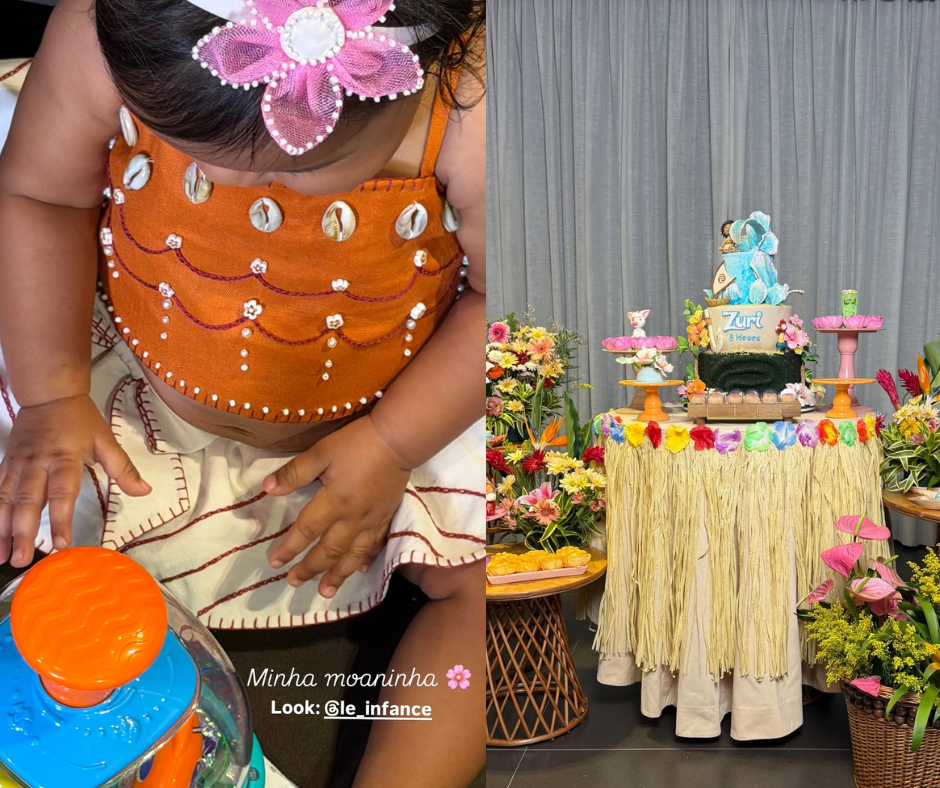 Ludmilla e Brunna comemoram 8 meses da filha Zuri com mesversário temático de Moana