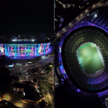 Arena Fonte Nova ganha iluminação especial em homenagem ao Dia da Visibilidade Trans