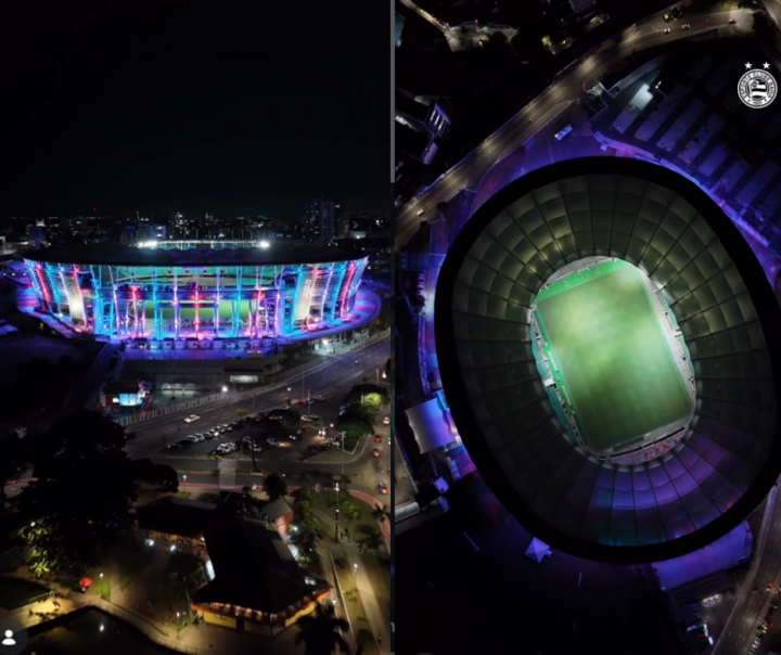 Arena Fonte Nova ganha iluminação especial em homenagem ao Dia da Visibilidade Trans