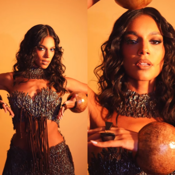 Alane Dias aposta em look feito de cola quente para ensaio da Grande Rio; veja