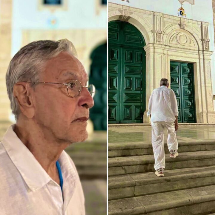 Caetano Veloso retorna a Santo Amaro e posa em frente à Igreja da Purificação: ‘Memória viva’