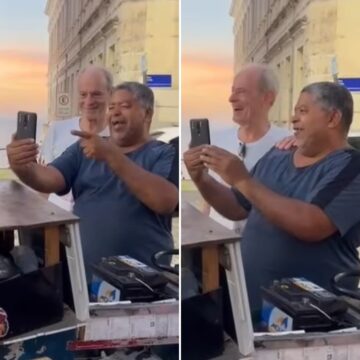 Ney Matogrosso passeia pelo Centro Histórico de Salvador e se diverte com fã às vésperas do Festival de Verão