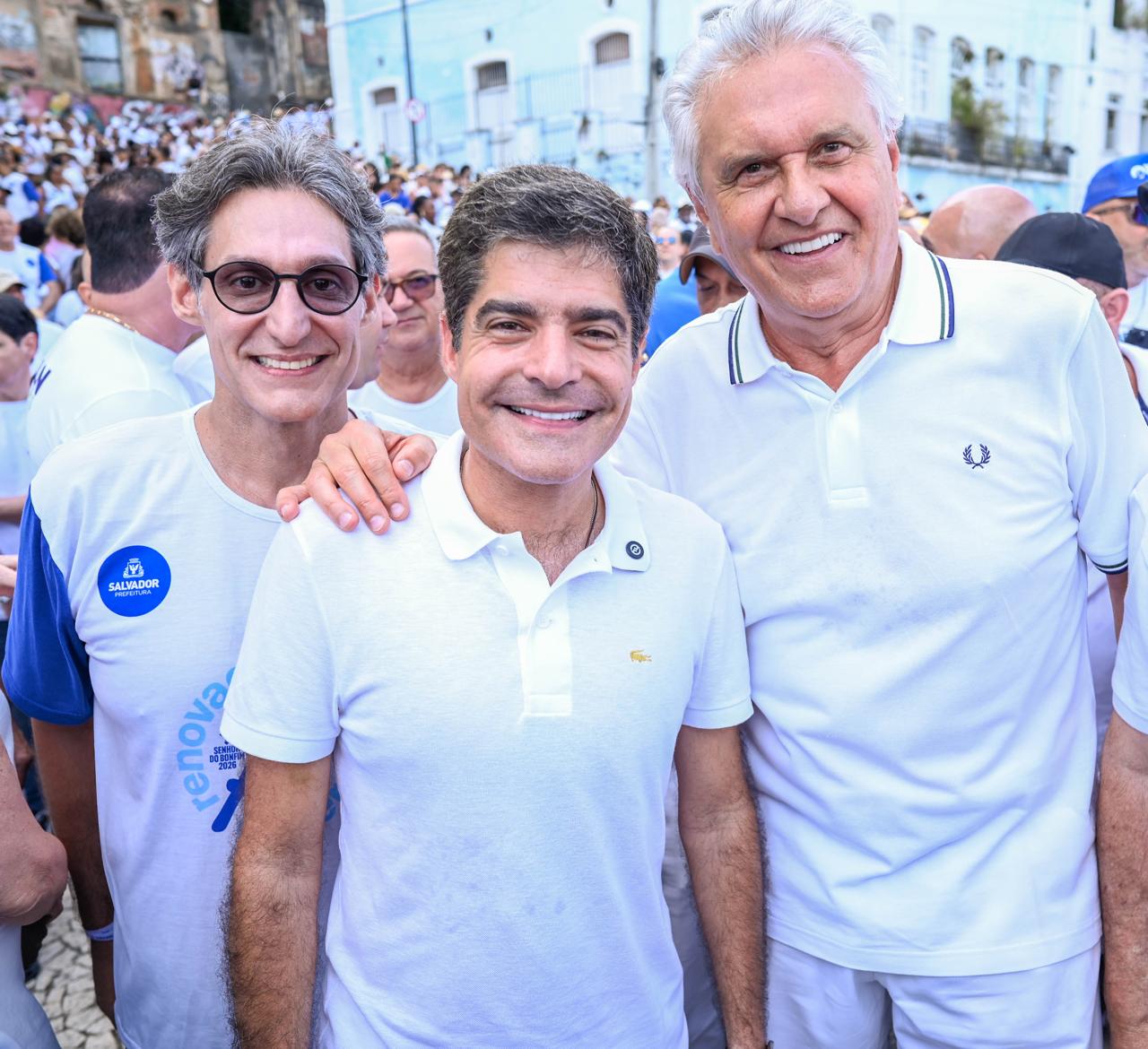 Luis Gaban, ACM Neto e Ronaldo Caiado
