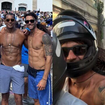 Solteiro, Daniel Cady curte a Lavagem do Bonfim com amigos e volta para casa de mototaxi