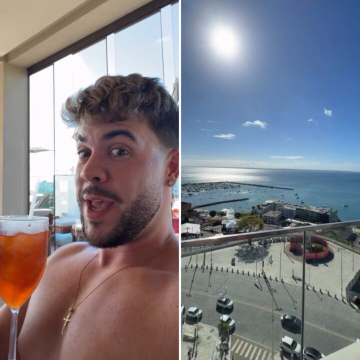Álvaro desembarca em Salvador para Festival de Verão e se impressiona com luxo de hotel