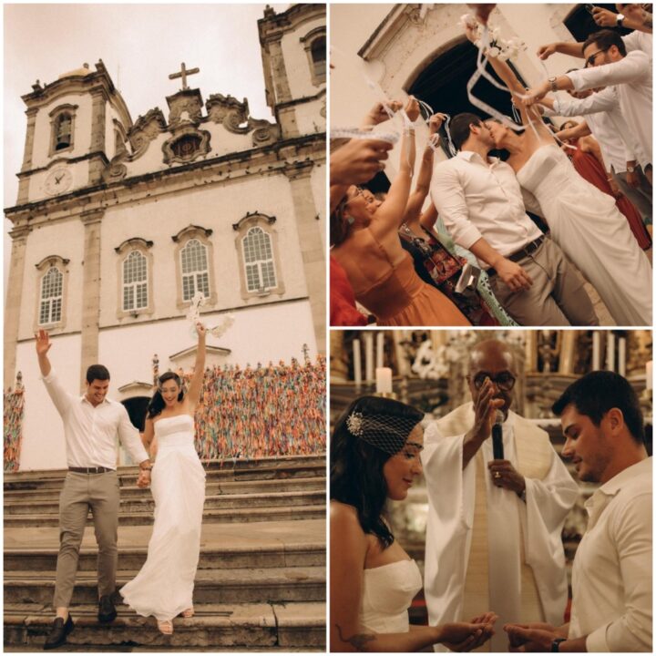 Rafael Chaves Linhares se casa com Natália Gurgel na Igreja do Bonfim, em Salvador