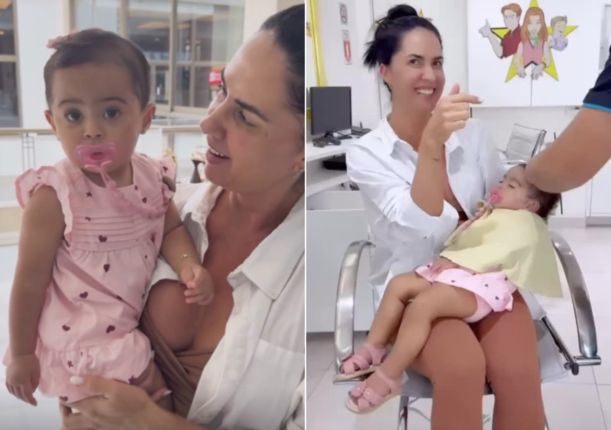 Graciele Lacerda diverte ao mostrar primeiro corte de cabelo da filha Clara: “Dormindo”
