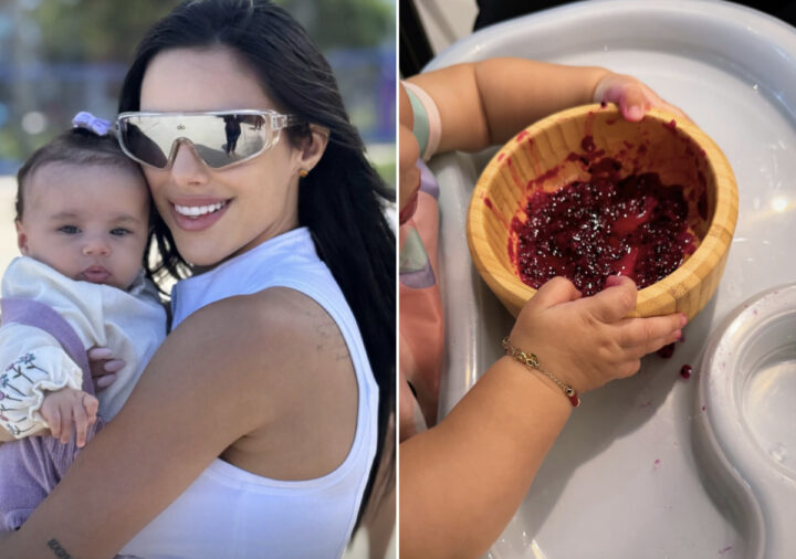 Bruna Biancardi mostra introdução alimentar da filha Mel e declara: “O tempo passa rápido demais”