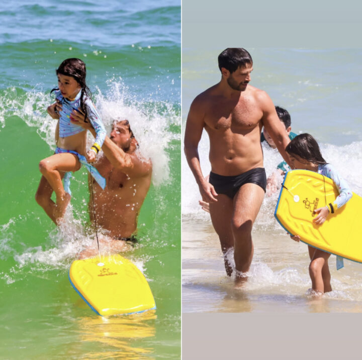 Filha de Sabrina Sato e Duda Nagle esbanja coragem em aula de surfe com o pai; fotos