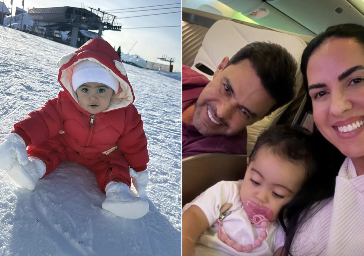 Filha de Graciele Lacerda e Zezé di Camargo encanta ao passear na neve pela primeira vez; veja