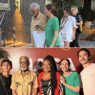 Gilberto Gil chega ao Candyall para participação no show de Margareth Menezes; veja fotos