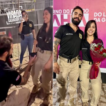 Delegado surpreende investigadora com pedido de casamento durante Virada Salvador