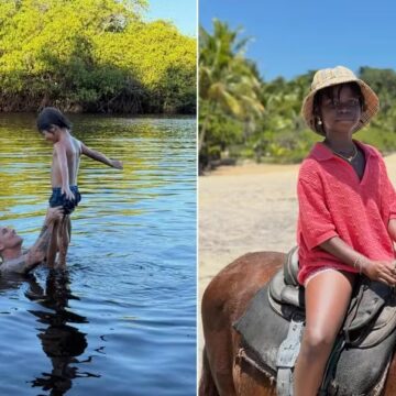Bruno Gagliasso mostra momentos especiais com os filhos Titi, Bless e Zyan na Bahia