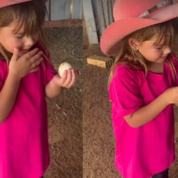 Poliana Rocha, mãe de Zé Felipe, brinca com Maria Flor em fazenda: ‘Estilo de boiadeira’