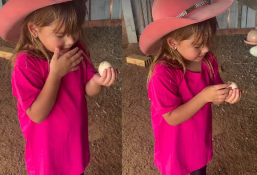 Poliana Rocha, mãe de Zé Felipe, brinca com Maria Flor em fazenda: ‘Estilo de boiadeira’