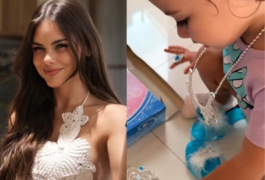 Amanda Kimberlly mostra Helena, sua filha com Neymar, brincando de princesa