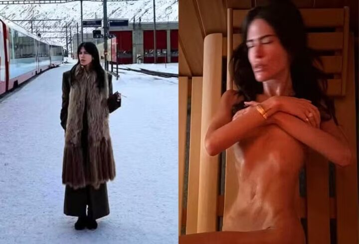 Anttónia, filha de Gloria Pires, sensualiza fazendo topless em sauna na Suíça