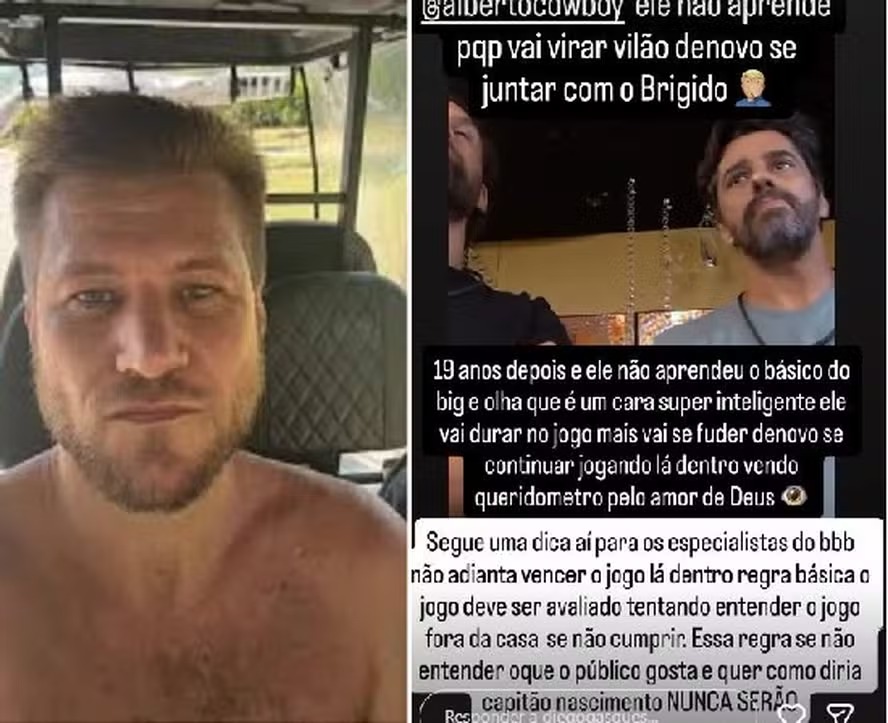 Rival de Alberto Cowboy no ‘BBB 7’, Diego Alemão critica atitudes de brother no ‘BBB 26’: ‘Ele não aprende’