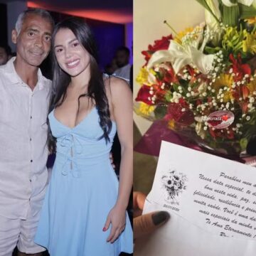Ensaiando reconciliação, Romário presenteia estudante no aniversário de 23 anos: ‘Te amo eternamente’