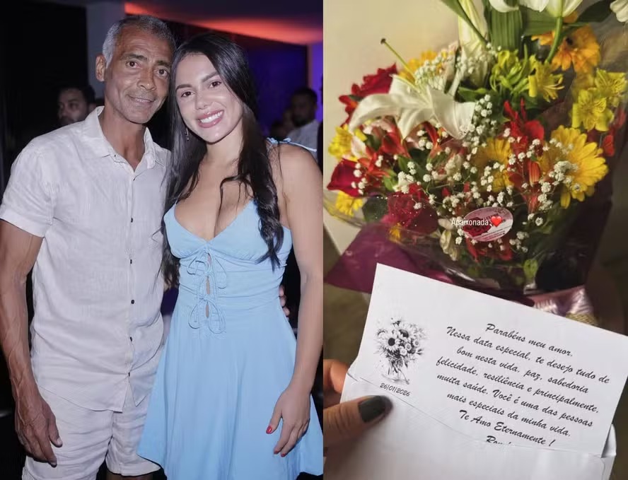 Ensaiando reconciliação, Romário presenteia estudante no aniversário de 23 anos: ‘Te amo eternamente’