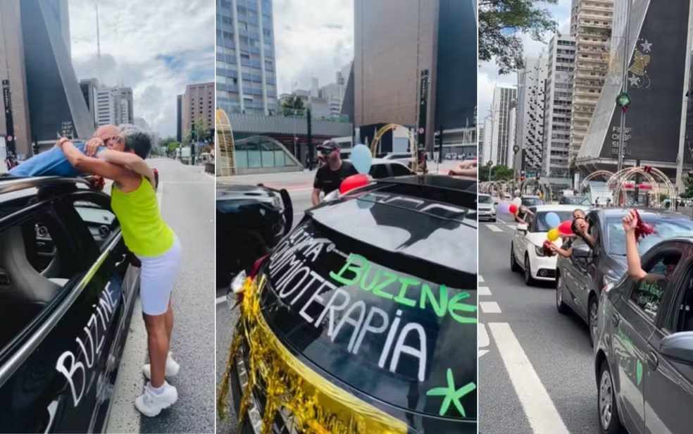 Família de Salvador faz buzinaço em São Paulo para celebrar última quimioterapia de adolescente