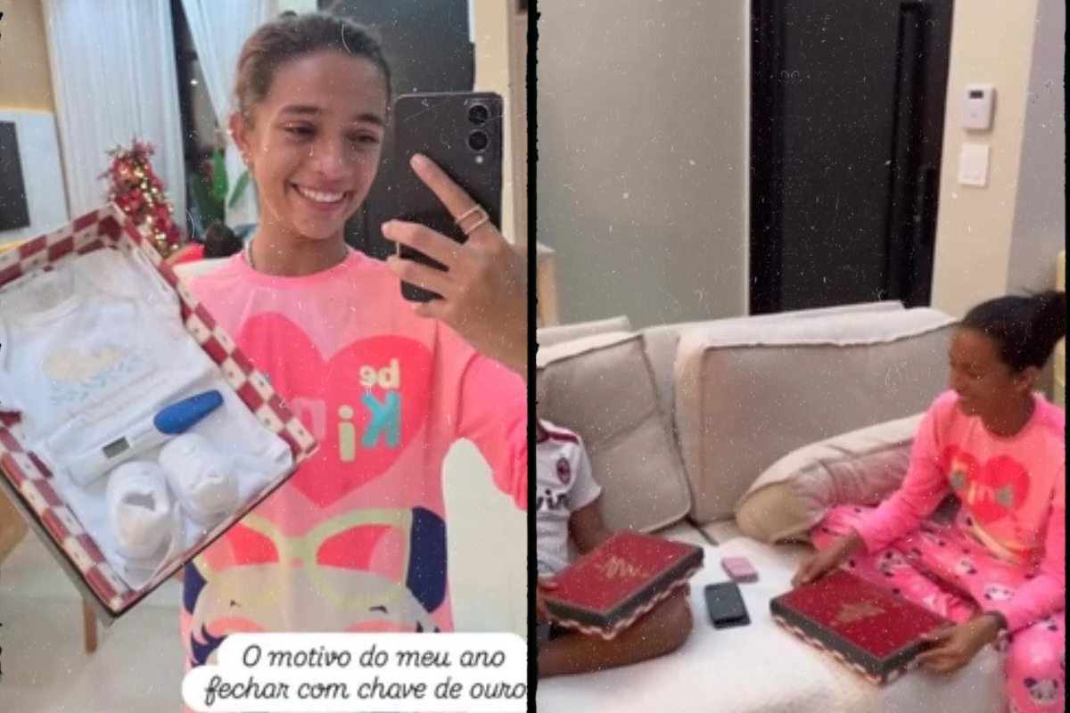 Rayssa Leal se emociona ao descobrir que vai ganhar mais um irmão
