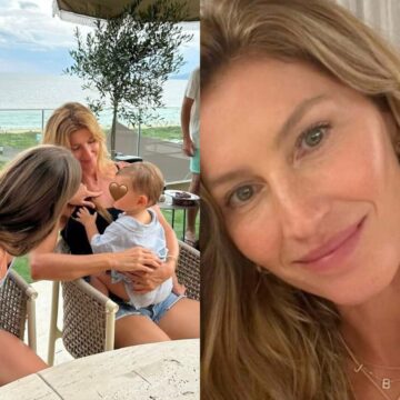 Gisele Bündchen mostra fotos inéditas do filho caçula com a família