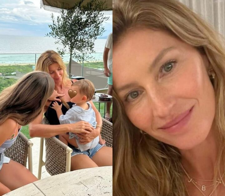 Gisele Bündchen mostra fotos inéditas do filho caçula com a família