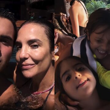 Ivete posta com os filhos em Trancoso e se declara a Bahia: ‘Lugar mais lindo do mundo’