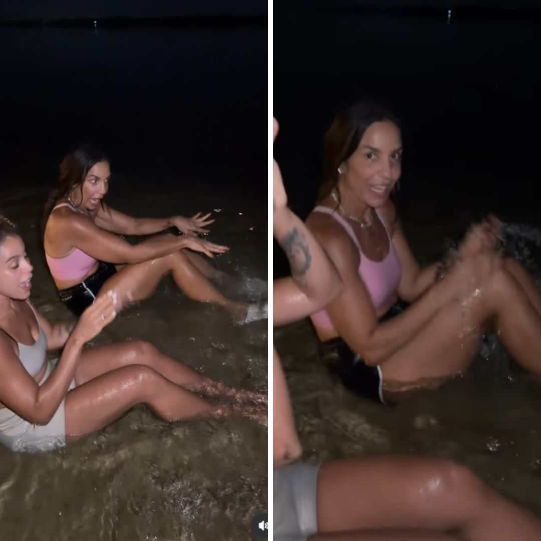 Em Juazeiro, Ivete curte banho de rio à luz da lua e brinca: ‘As vampiras estão soltas’