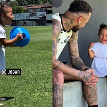 Filha de Neymar e Bruna Biancardi rouba a cena ao ajudar o pai durante treino; veja