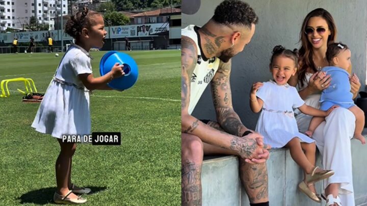 Filha de Neymar e Bruna Biancardi rouba a cena ao ajudar o pai durante treino; veja