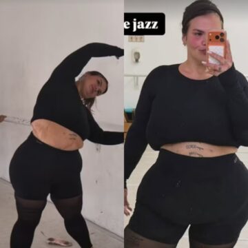 Thais Carla ostenta flexibilidade em aula de jazz após perder 80kg