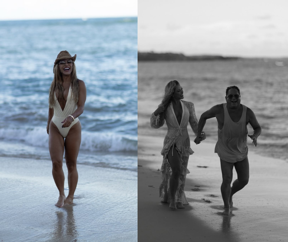 Poliana Rocha posa de maiô em viagem com Leonardo por Trancoso: ‘Coração em paz’