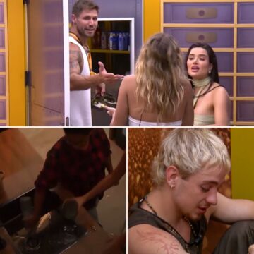 BBB 26: madrugada tem treta por chinelo sujo, Milena jogando bebida fora e Juliano aos prantos
