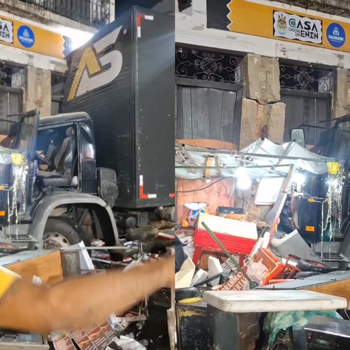 Caminhão desce desgovernado e destrói barracas no Largo do Pelourinho