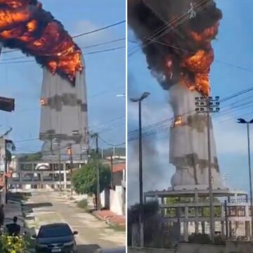 Incêndio destrói estátua de Nossa Senhora de Fátima em construção em Natal