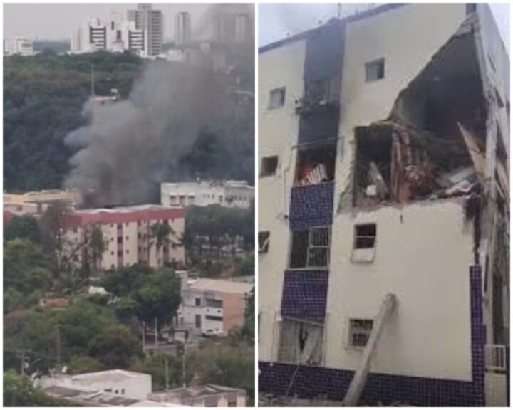 Parte de prédio desaba após explosão por vazamento de gás no Stiep; há feridos