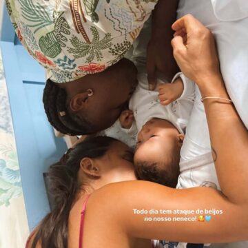 Carol Peixinho encanta ao mostrar momento fofo com Thiaguinho e o filho Bento: “Ataque de beijos”