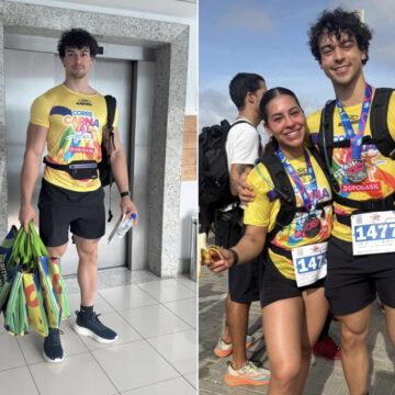 Filho de Xanddy e Carla Perez participa de corrida de rua e curte show do pai em Salvador